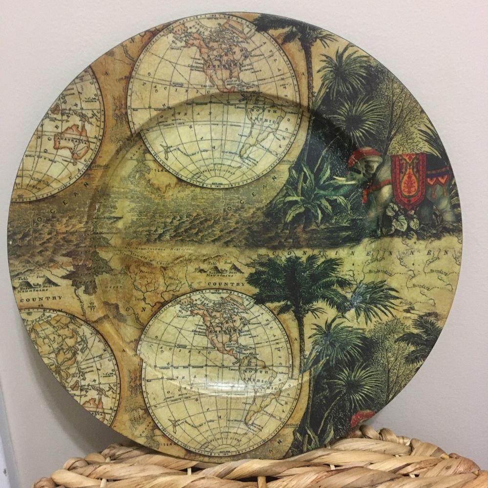 Globe Map Print Decor Globe Plate! 💥
